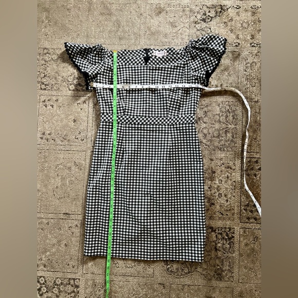 NANETTE LEPORE NWOT Off The Shoulder Black & White Gingham Dress Size 6 - Picture 6 of 9